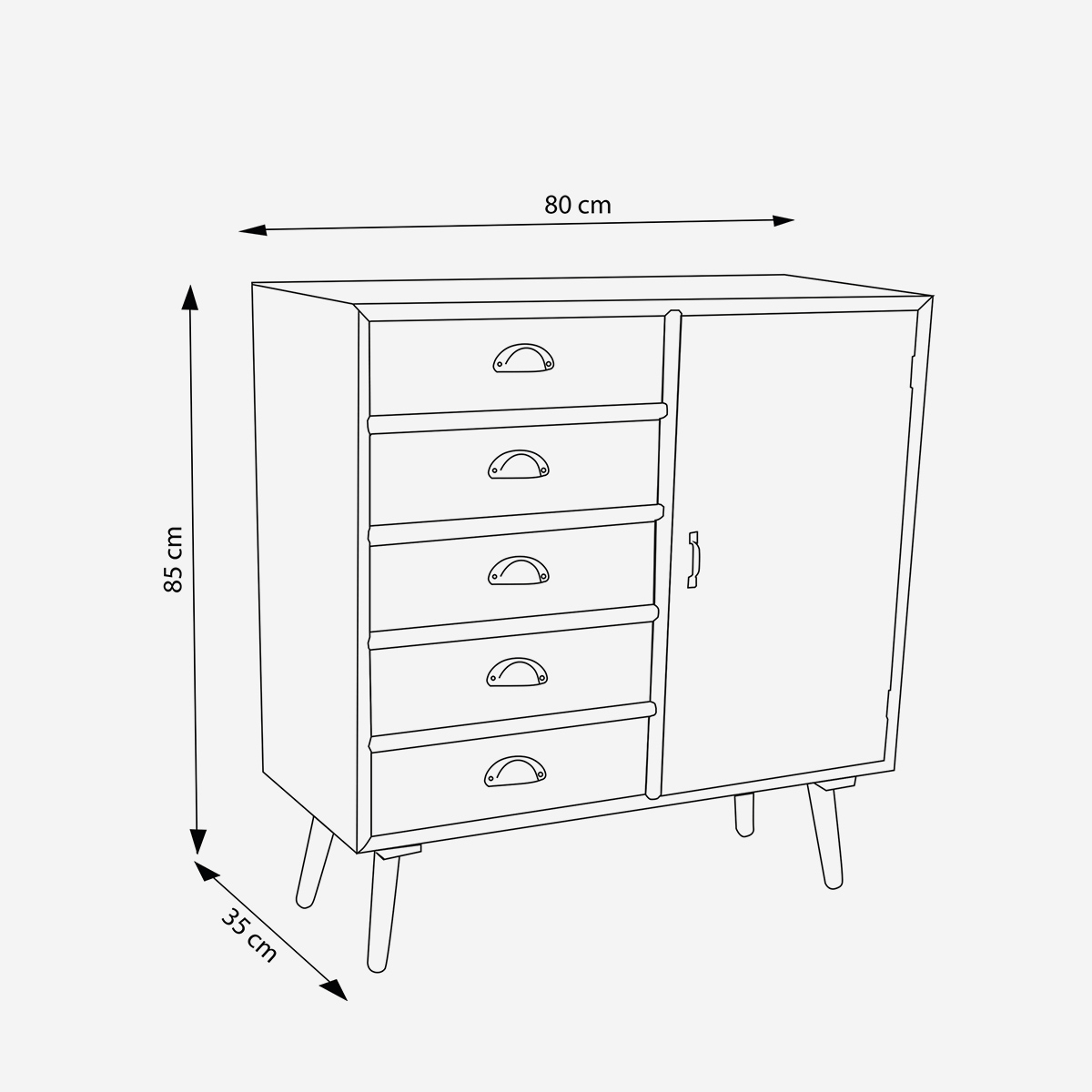 Levis Multi-Purpose Wooden Storage Cabinet with Door & Drawers — 8