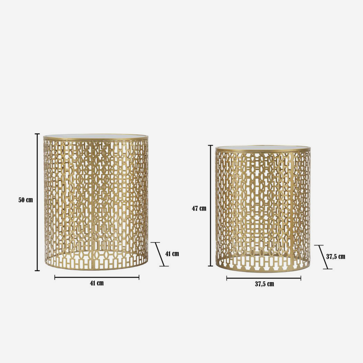 Set of 2 Oblin Round Coffee Tables with Mirrored Top — 5